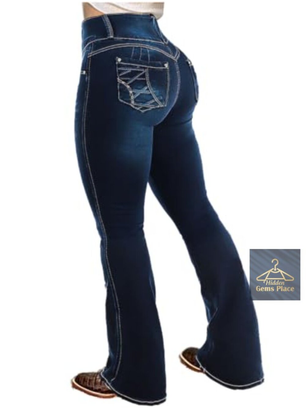 Women's Bootcut Stretchy Super Elastic Denim Jeans Low Rise Butt Lifting